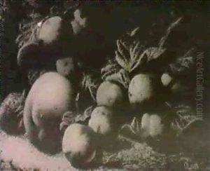 Still Life Studies Depicting Various Fruits Amidst Mossy    Backgrounds (2) by Oliver Clare