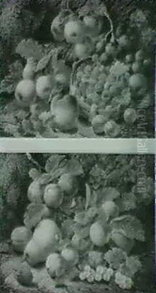 Still Life Of Apples And Raspberries; Still Life Of Plums And A Pear (a Pair) - view 1