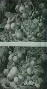 Still Life Of Apples And Raspberries; Still Life Of         Plums And A Pear (a Pair) by Oliver Clare