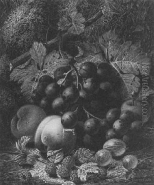 Still Life Of Grapes, Peaches,raspberries, Gooseberries And An Apple - view 1