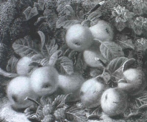 Still Life Study Of Apples, Victoria Plums And Raspberries - view 1