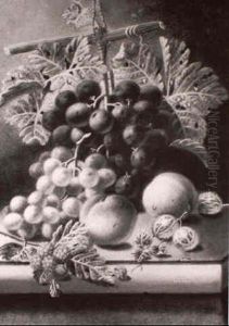 Still Life Of Grapes, Peaches, Gooseberries And Raspberries by Oliver Clare