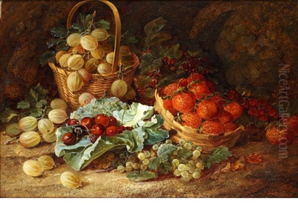 Still Life Of Summer Fruits On A Mossy Bank - view 1