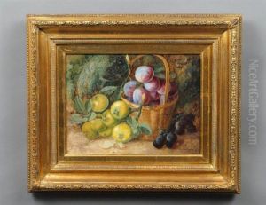 Still Life Of Plums And Grapes by Vincent Clare
