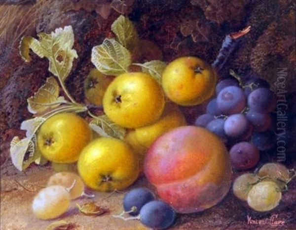 Still Life Study Of Mixed Fruit On A Mossy Bank - view 1