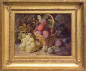 Still Life Of Plums With Grapes On A Mossy Bank Still Life Of Plums With Grapes On A Mossy Bank