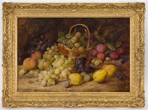 A Still Life With Pears, Grapes, Plums And Peaches In A Hooped Basket - view 1