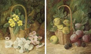 Primroses In A Basket On A Mossy Bank (+ Greengages In A Basket, Plums And Damsons On A Mossy Bank; Pair) Primroses In A Basket On A Mossy Bank (+ Greengages In A Basket, Plums And Damsons On A Mossy Bank; Pair)