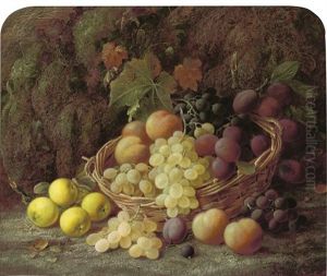 Peaches, Grapes And Plums In A Basket