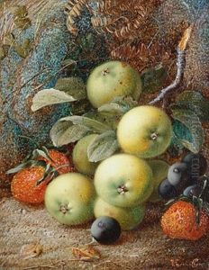 Still Life Of Apples, Strawberries And Blueberries by Vincent Clare