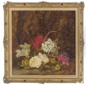 White Roses, Primroses And Lilac by Vincent Clare