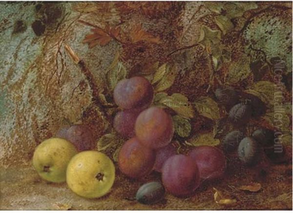 Plums, Damsons And Apples On A Mossy Bank - view 1