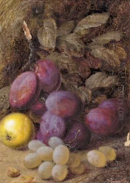 Still Life With Plums And Grapes (+ Still Life With Primulas; Pair) - view 1