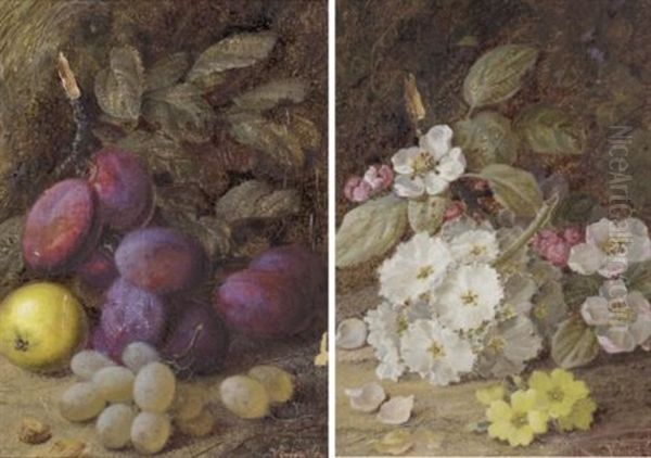 Still Life With Plums And Grapes (+ Still Life With Primulas; Pair) - view 1