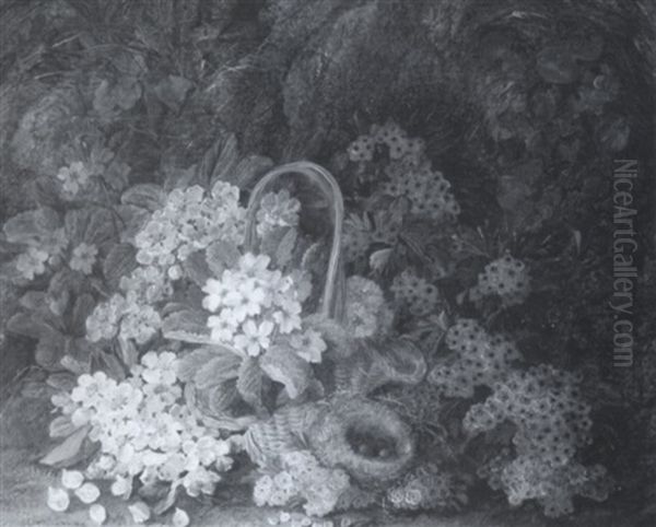 Hawthorn, Apple, Primrose Blossoms And Bird's Nest - view 1