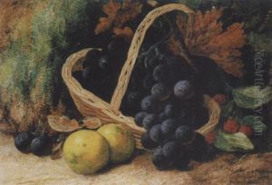 Stilleben Mit Blauen Trauben Und Zitronen by Vincent Clare