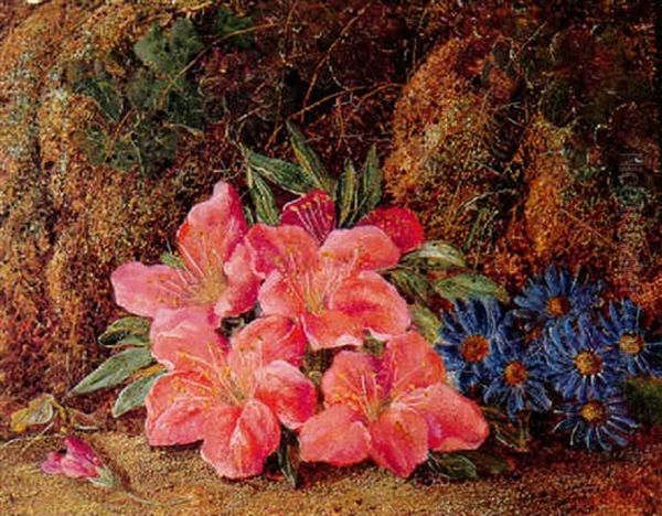A Study Of Flowers On A Mossy Bank - view 1
