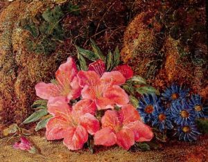 A Study Of Flowers On A Mossy Bank by Vincent Clare
