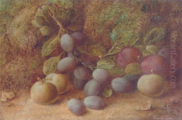 Plums And Greengages On A Mossy Bank - view 1
