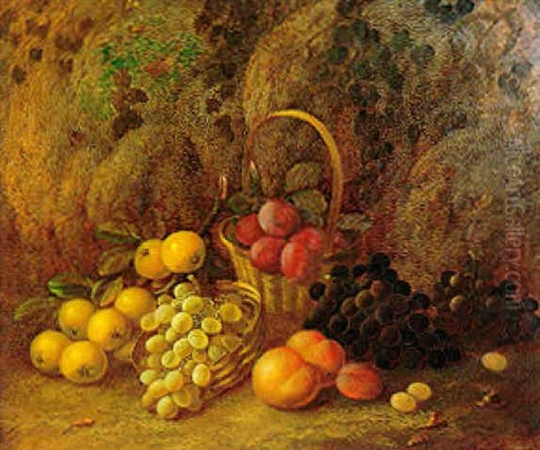 Still Life Of Fruit On A Mossy Bank - view 1