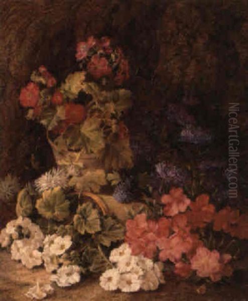 Still Life With Potted Primroses And Branches Of Azaleas And Asters - view 1