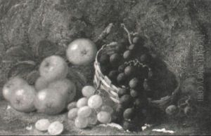 Apples, Plums With Grapes In A Basket