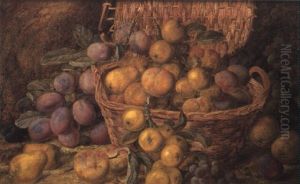 Still Life Of Fruit In A Basket by Vincent Clare