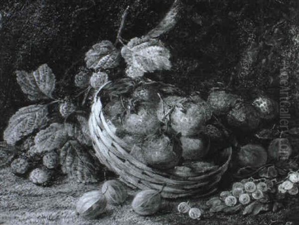 Still Life Of Fruit In A Basket On A Ledge - view 1