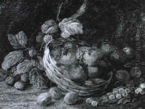 Still Life Of Fruit In A Basket On A Ledge