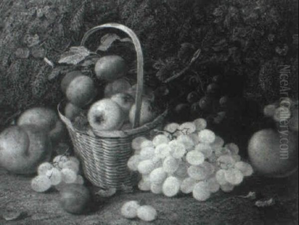 Still Life With Grapes, Peaches And A Basket Of Apples And  Plums - view 1