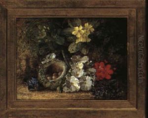 Still Life With Spring Flowers And Bird's Nest by Vincent Clare