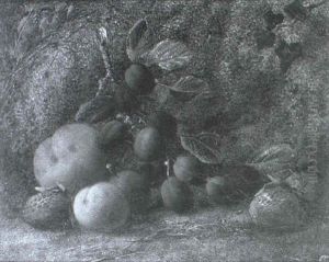 Still Life Study Of Grapes, Gooseberries, A Peach And Strawberries by Vincent Clare