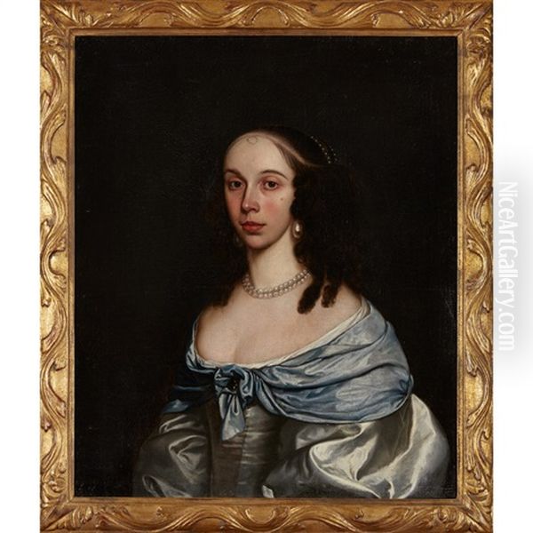 Portrait Of A Lady In A Blue Dress - view 1