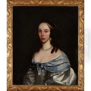 Portrait Of A Lady In A Blue Dress by William Claret