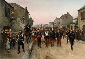 Prussian Soldiers Escorting French Prisoners Of War by Antoine Gabriel Gaston Claris