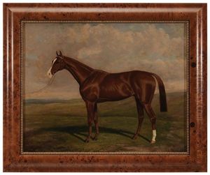 The Thoroughbred And Sire "blair Athol" In A Landscape by Albert Clark