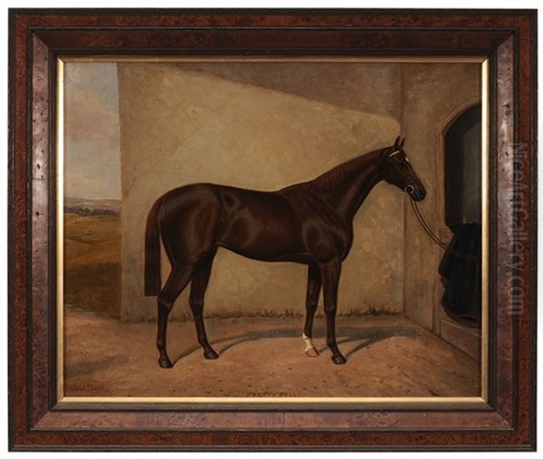 The Thoroughbred Racehorse "pretty Polly", In A Stable Yard by Albert Clark
