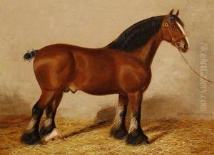 Buscot Harold In A Stable (+ A Portrait Of A Grey In A Stable; Pair)