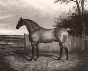 A Strawberry-roan Stallion In A Landscape by Albert Clark