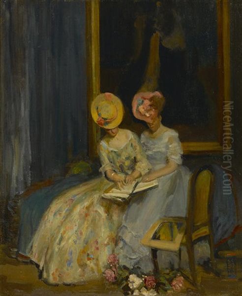 Two Women Admiring A Portfolio - view 1