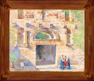 Figures At A Courtyard Entrance - Toledo, Spain (?) by Alson Skinner Clark