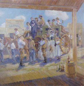 Governor Burnett Delivering The Charter Of Statehood To San Jose, California by Alson Skinner Clark