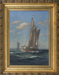 Gaff-rigged Boat At Sea