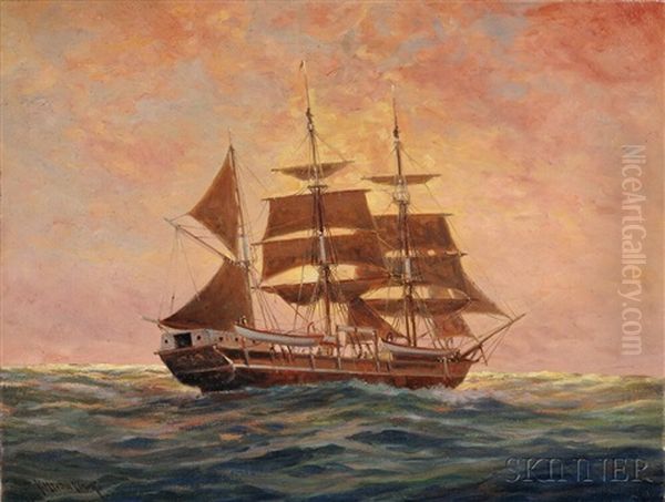 Sailing Ship At Sunset - view 1