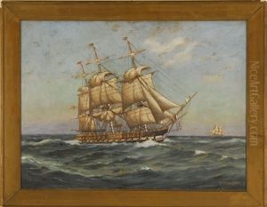 Full-rigged Ships At Sea by C. Myron Clark