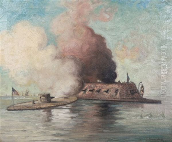 The Monitor And The Merrimack - Battle Of Hampton Roads, March 9 - view 1