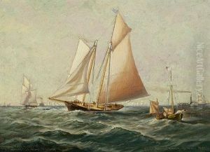 Yacht "america" Winning Off Cowes (after Sketches By Oswald Brierly) by C. Myron Clark