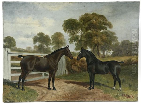 Two Thoroughbreds At Gate - view 1