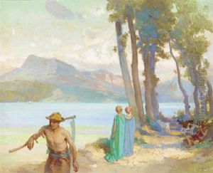 Figures In An Extensive Lake Landscape