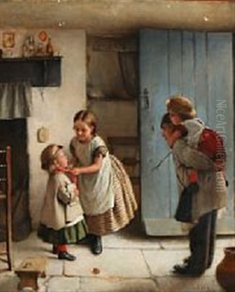 Four Children Are Getting Ready For An Excursion - view 1